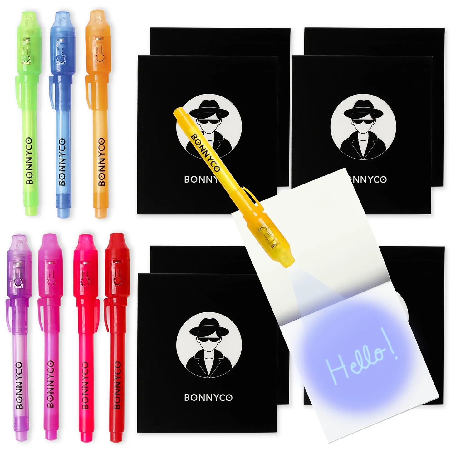 Cuadernos con Rotuladores de Tinta Invisible y Luz UV - Espías