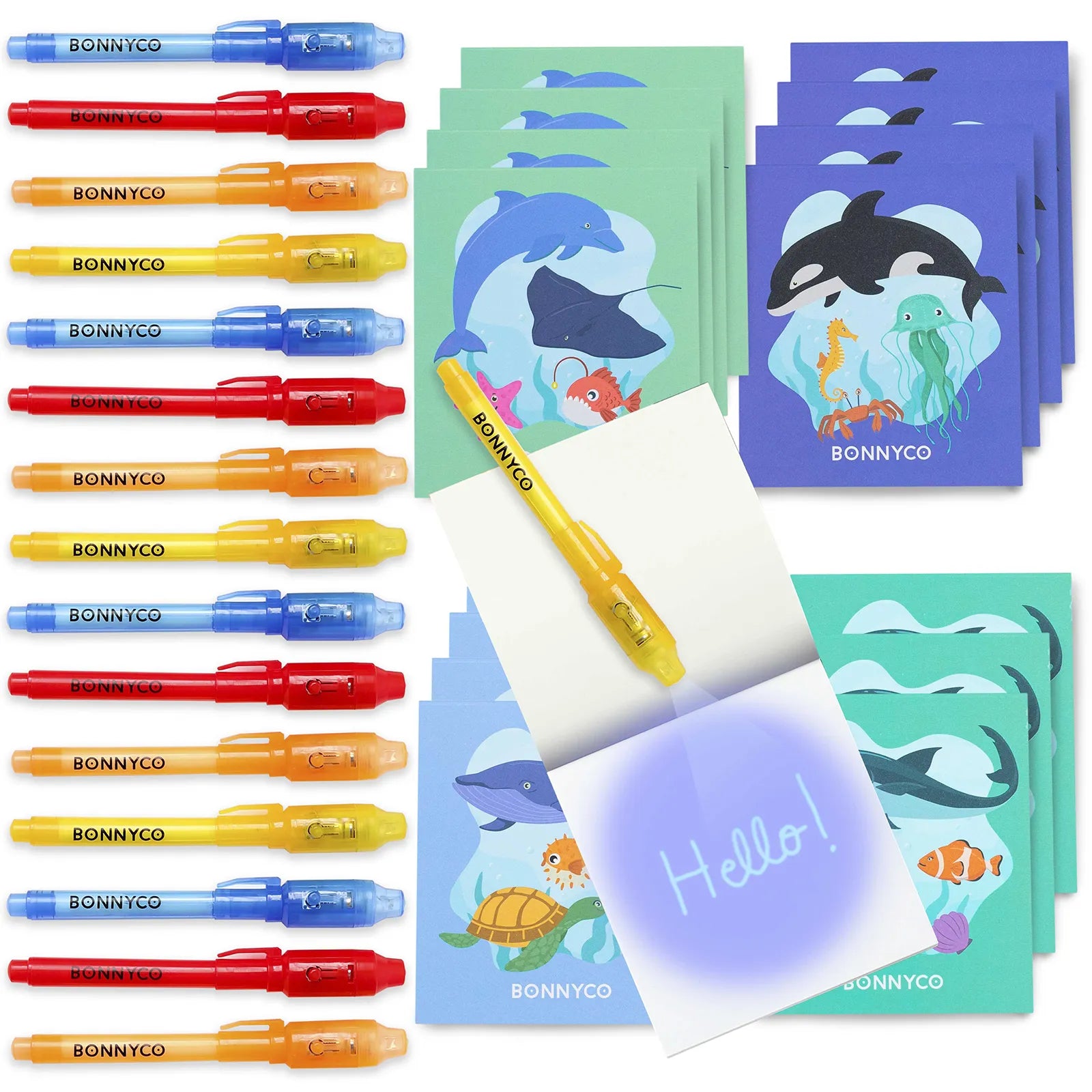 Cuadernos con Rotuladores de Tinta Invisible y Luz UV - Océano