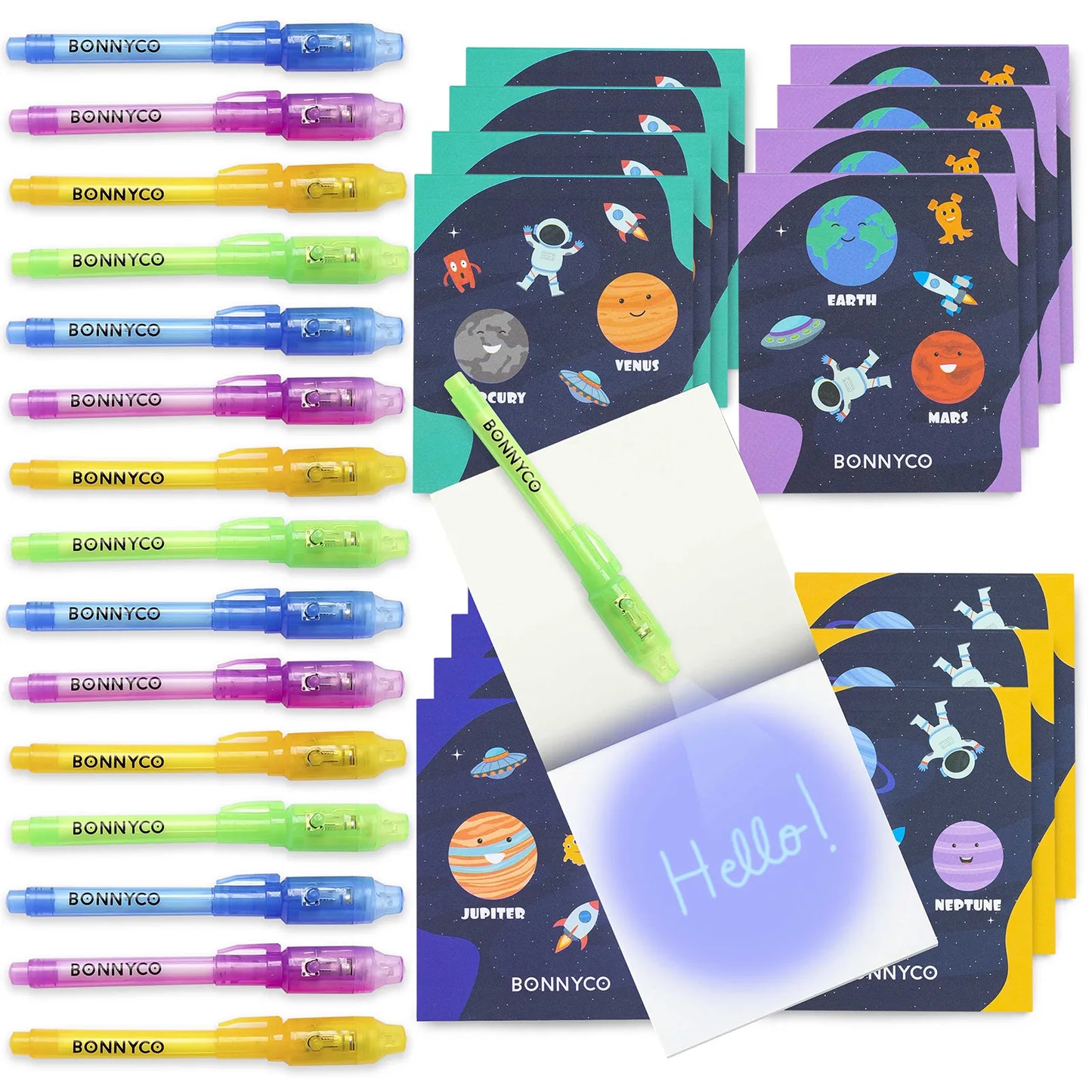 Cuadernos con Rotuladores de Tinta Invisible y Luz UV - Espacio