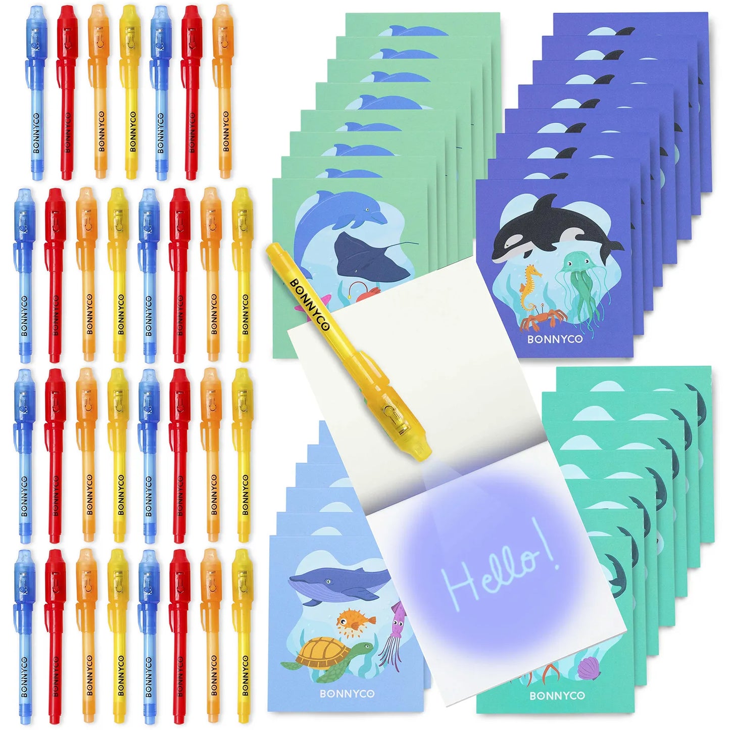 Cuadernos con Rotuladores de Tinta Invisible y Luz UV - Océano