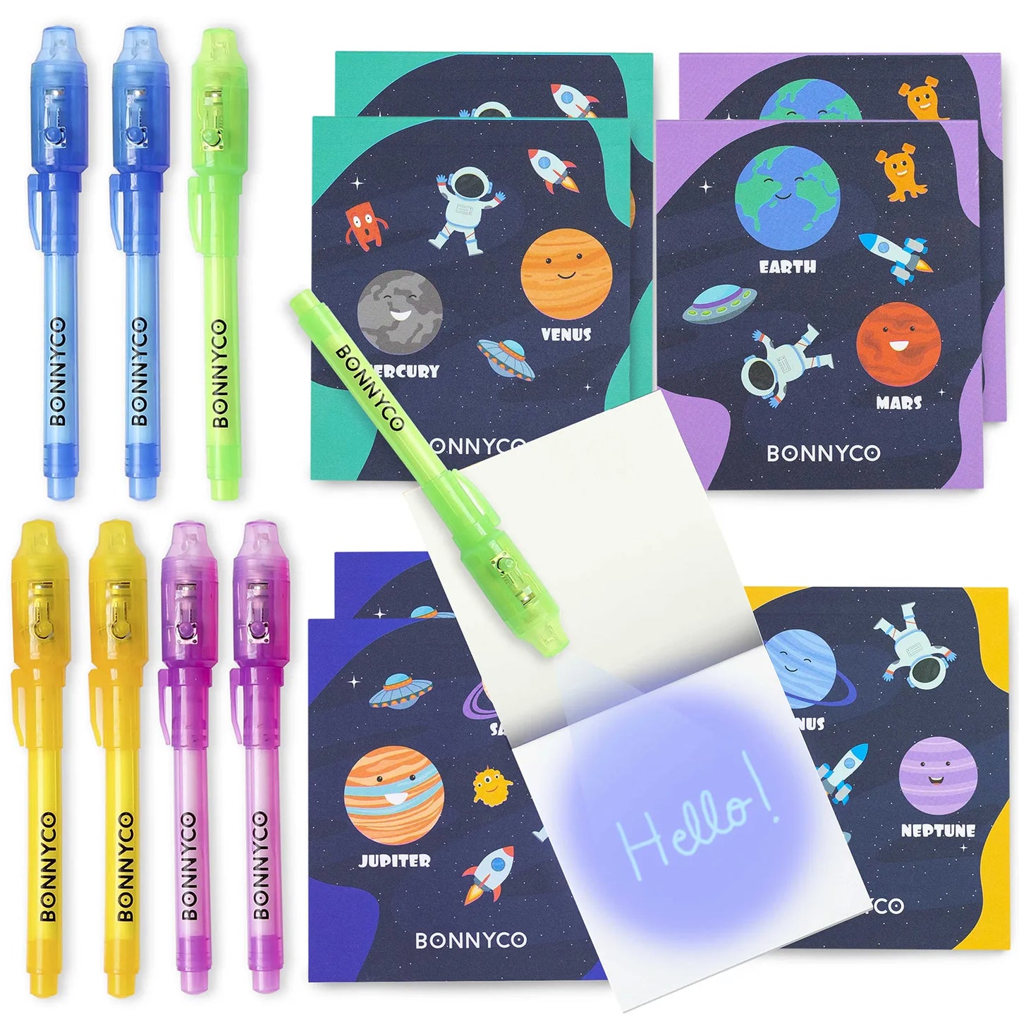 Cuadernos con Rotuladores de Tinta Invisible y Luz UV - Espacio