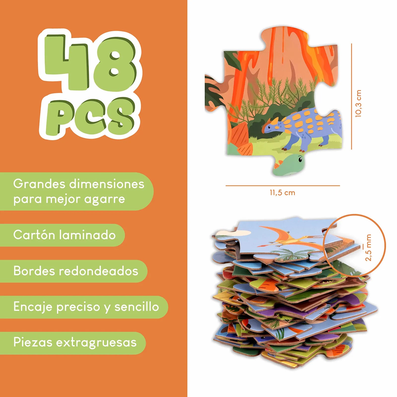 Puzzle XXL de 48 Piezas - Dinosaurios