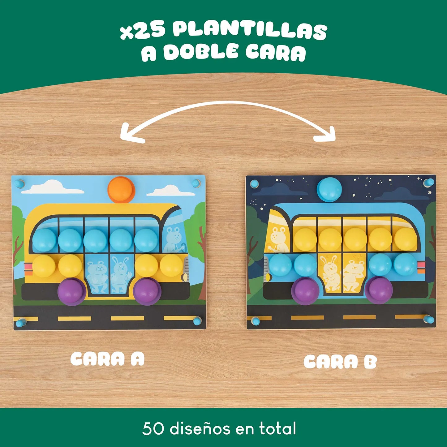 Mosaico de Madera con 32 botones y 25 plantillas