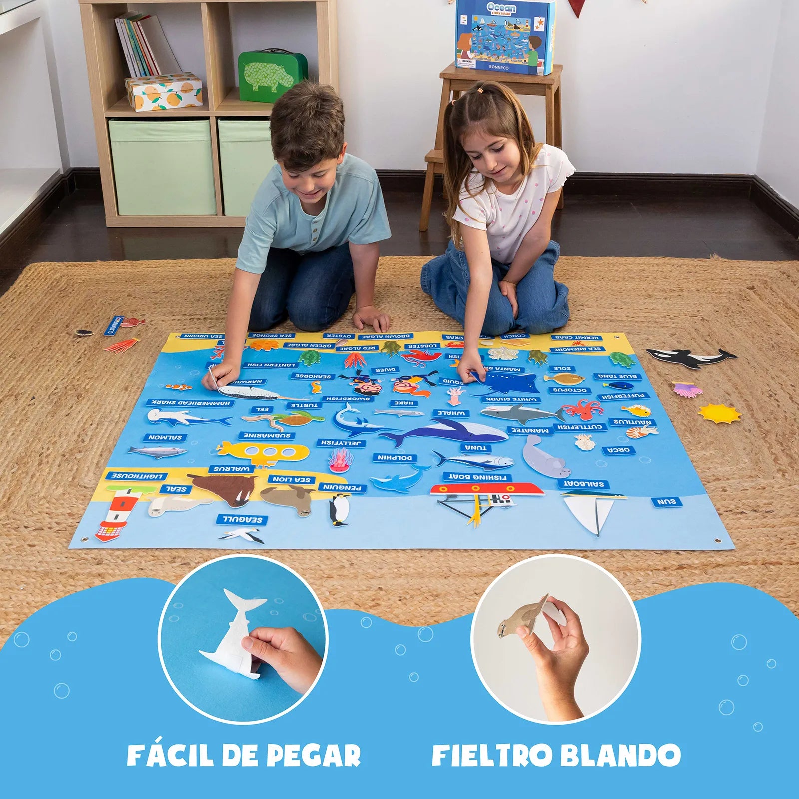 Panel Sensorial de Fieltro del Mundo Marino