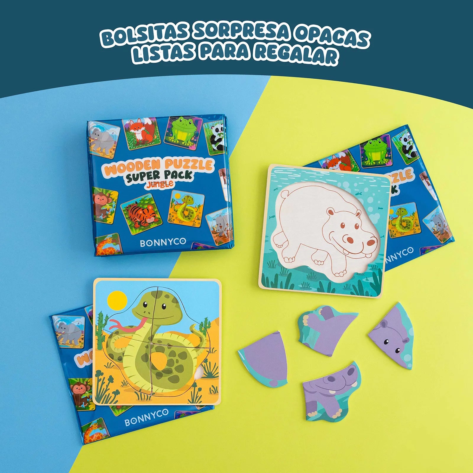 Puzzles de Madera de 4 Piezas con Animales