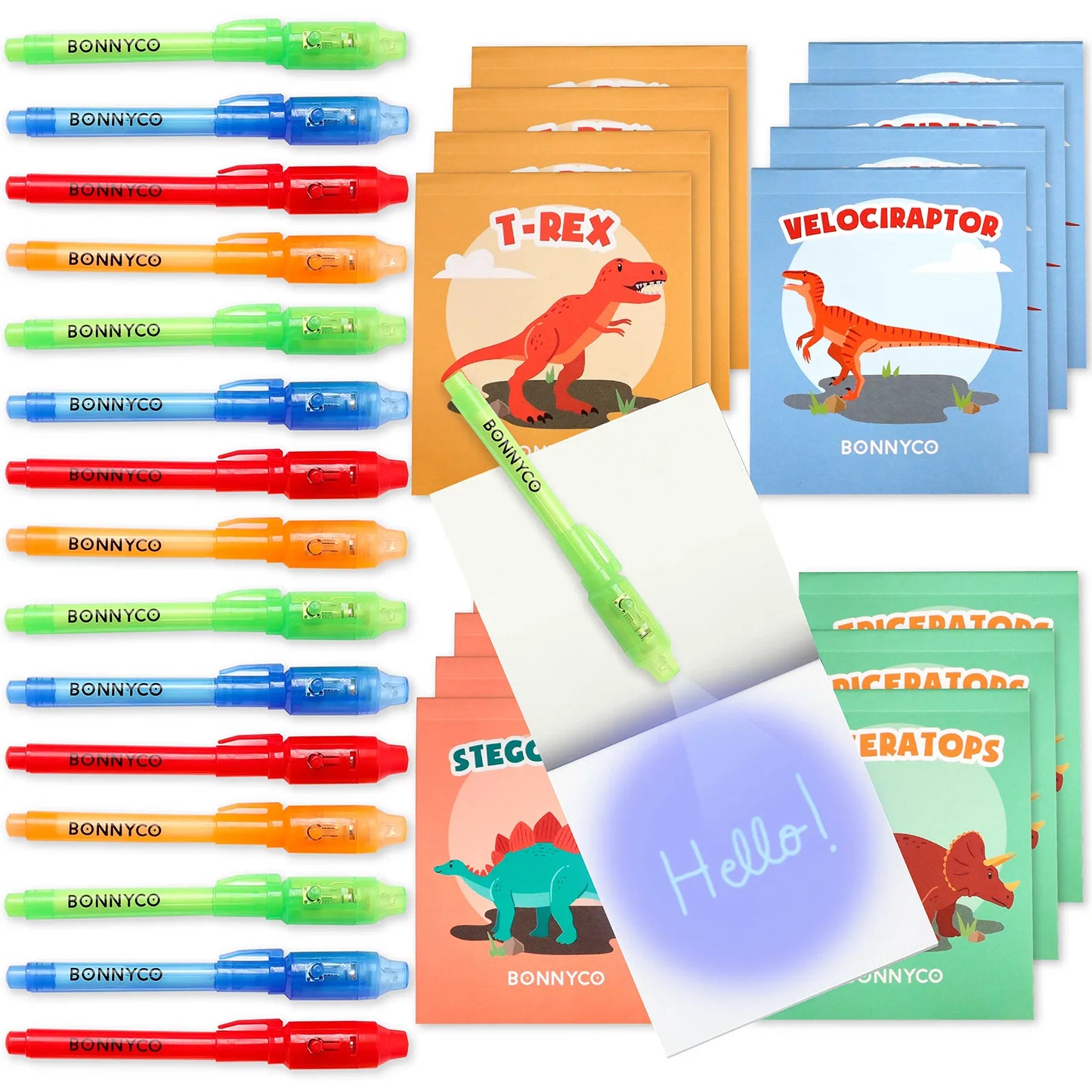 Cuadernos con Rotuladores de Tinta Invisible y Luz UV - Dinosaurios