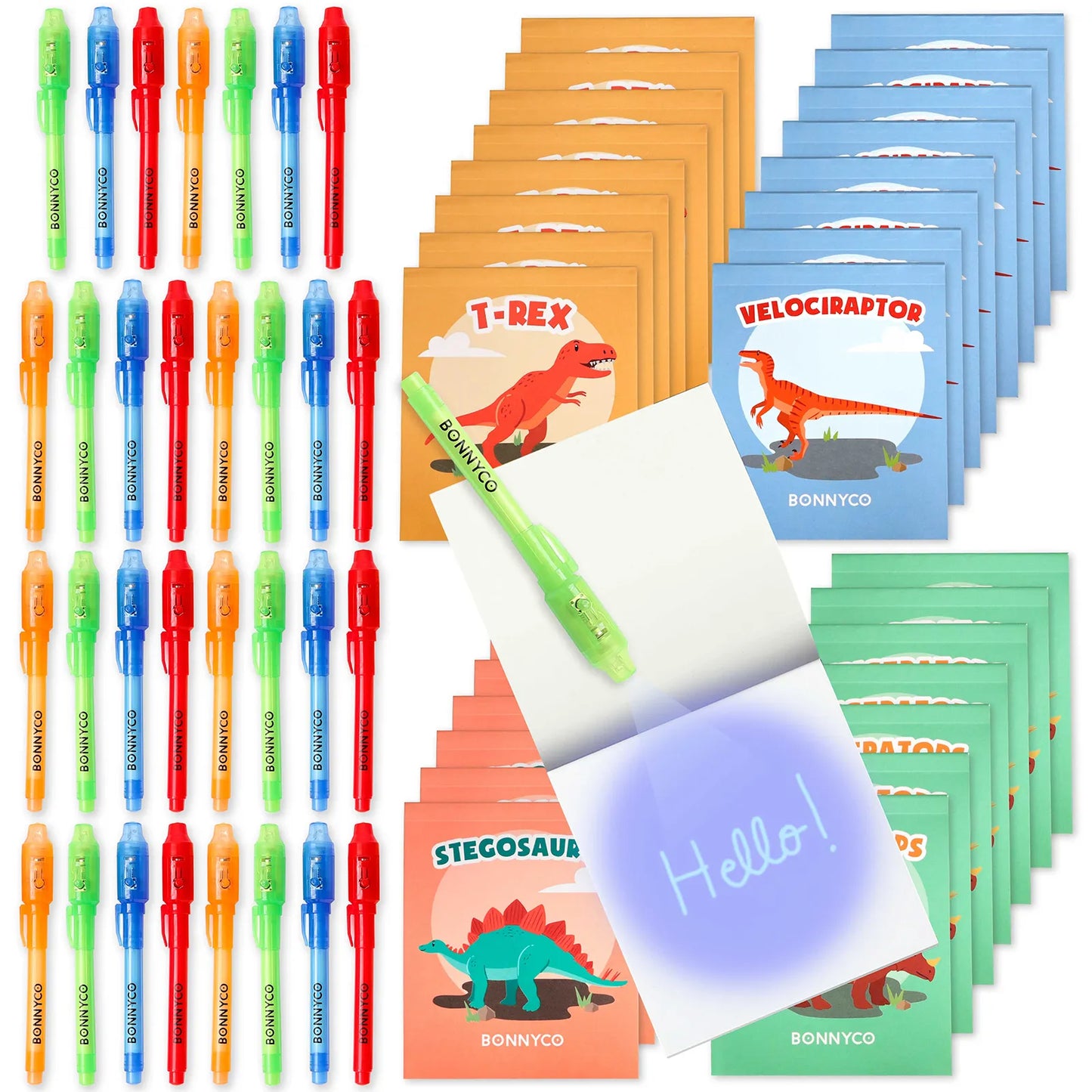 Cuadernos con Rotuladores de Tinta Invisible y Luz UV - Dinosaurios