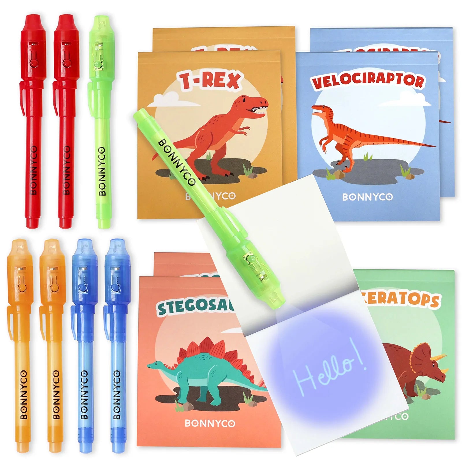 Cuadernos con Rotuladores de Tinta Invisible y Luz UV - Dinosaurios