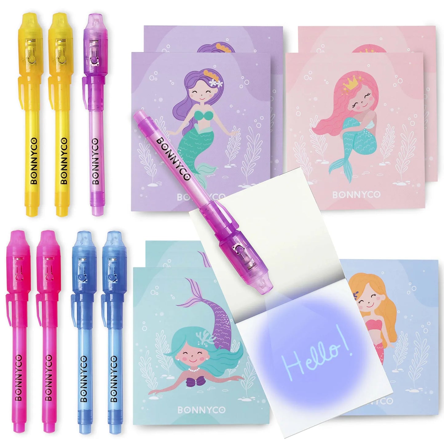 Cuadernos con Rotuladores de Tinta Invisible y Luz UV - Sirenas
