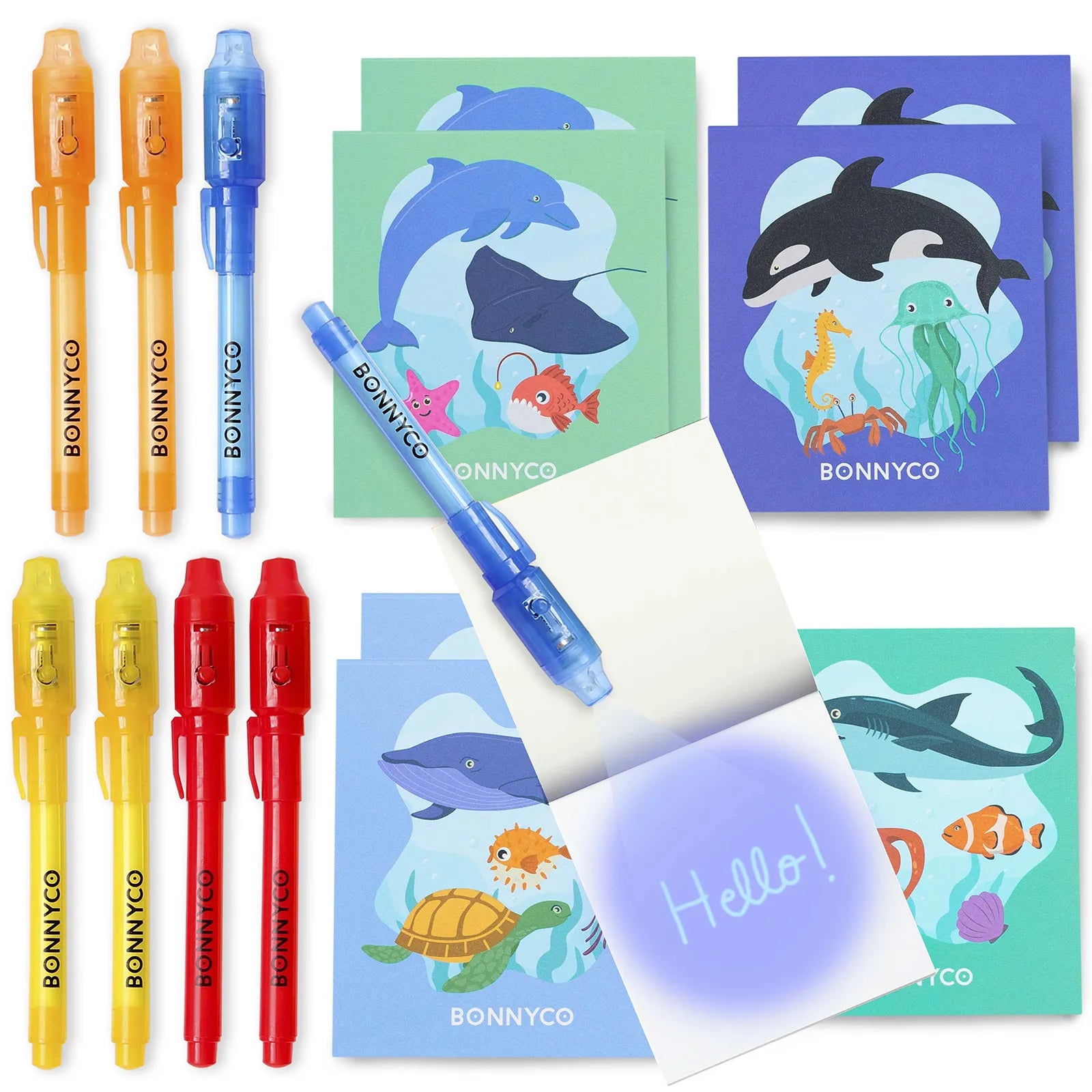 Cuadernos con Rotuladores de Tinta Invisible y Luz UV - Océano