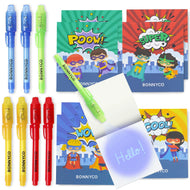 Cuadernos con Rotuladores de Tinta Invisible y Luz UV - Superhéroes