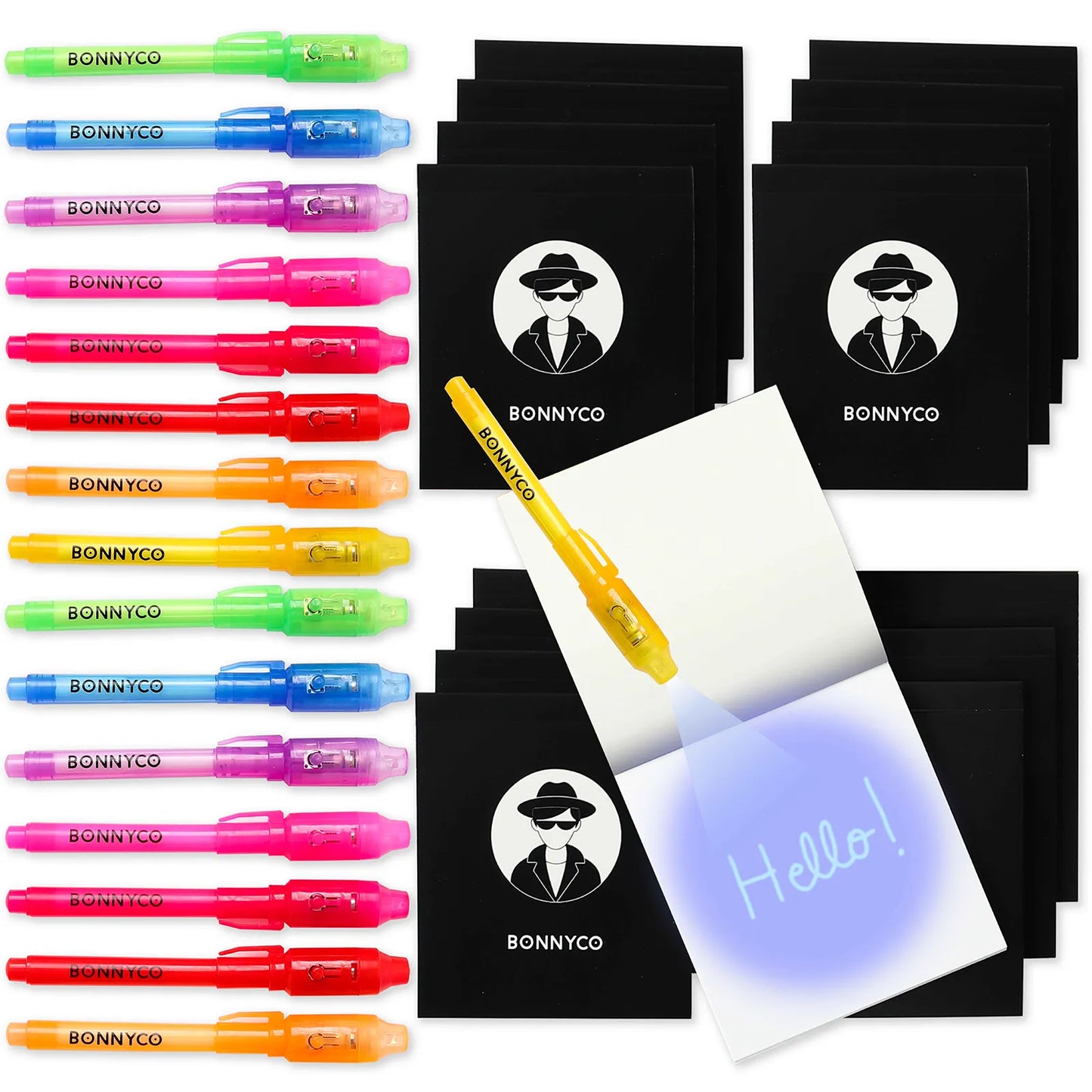 Cuadernos con Rotuladores de Tinta Invisible y Luz UV - Espías