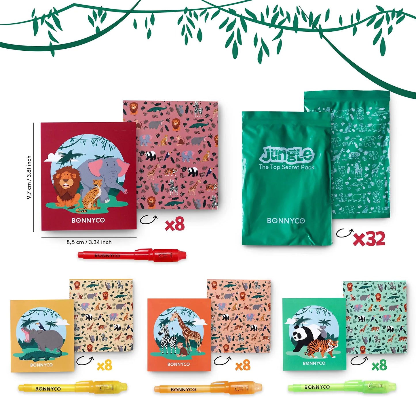 Cuadernos con Rotuladores de Tinta Invisible y Luz UV - Jungla