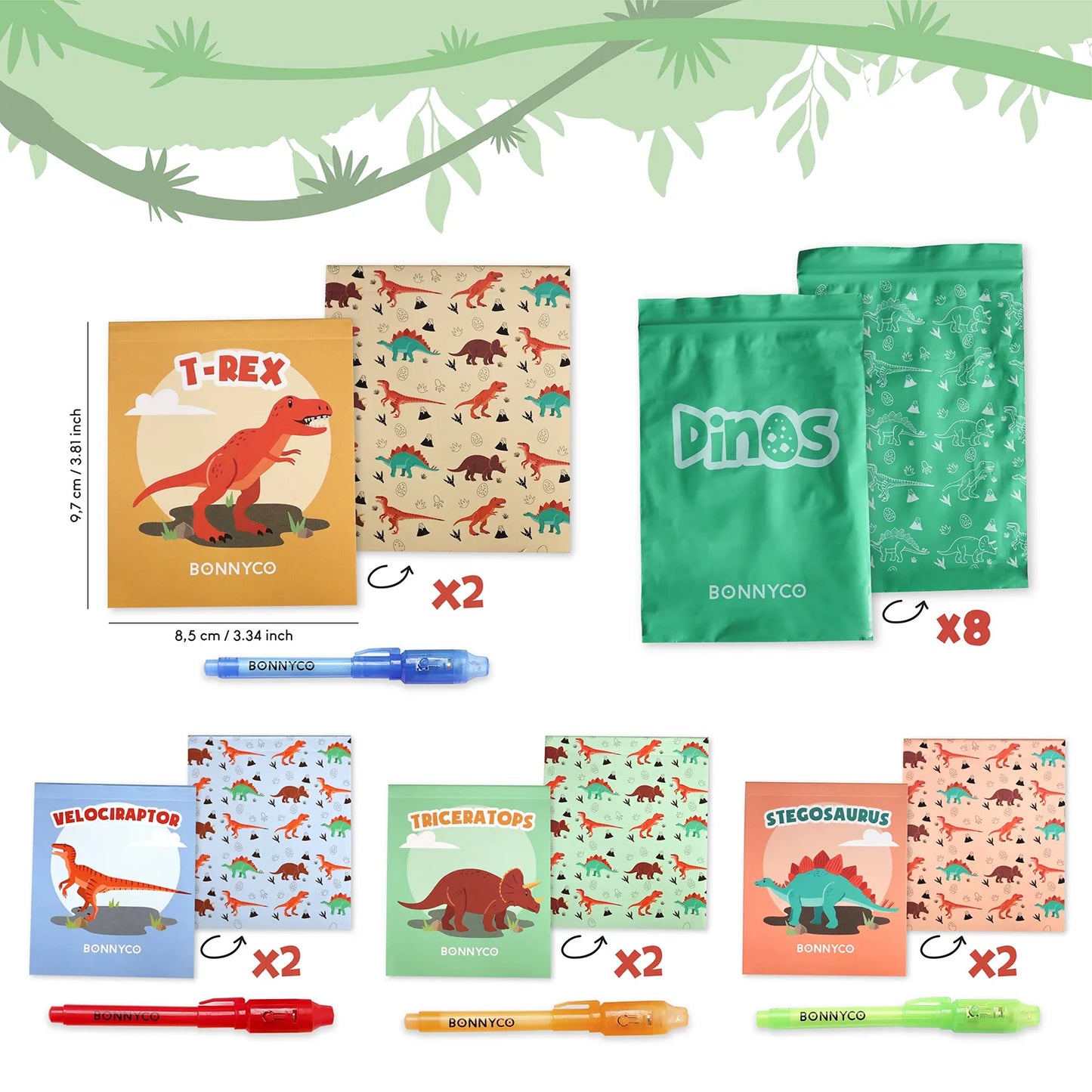 Cuadernos con Rotuladores de Tinta Invisible y Luz UV - Dinosaurios