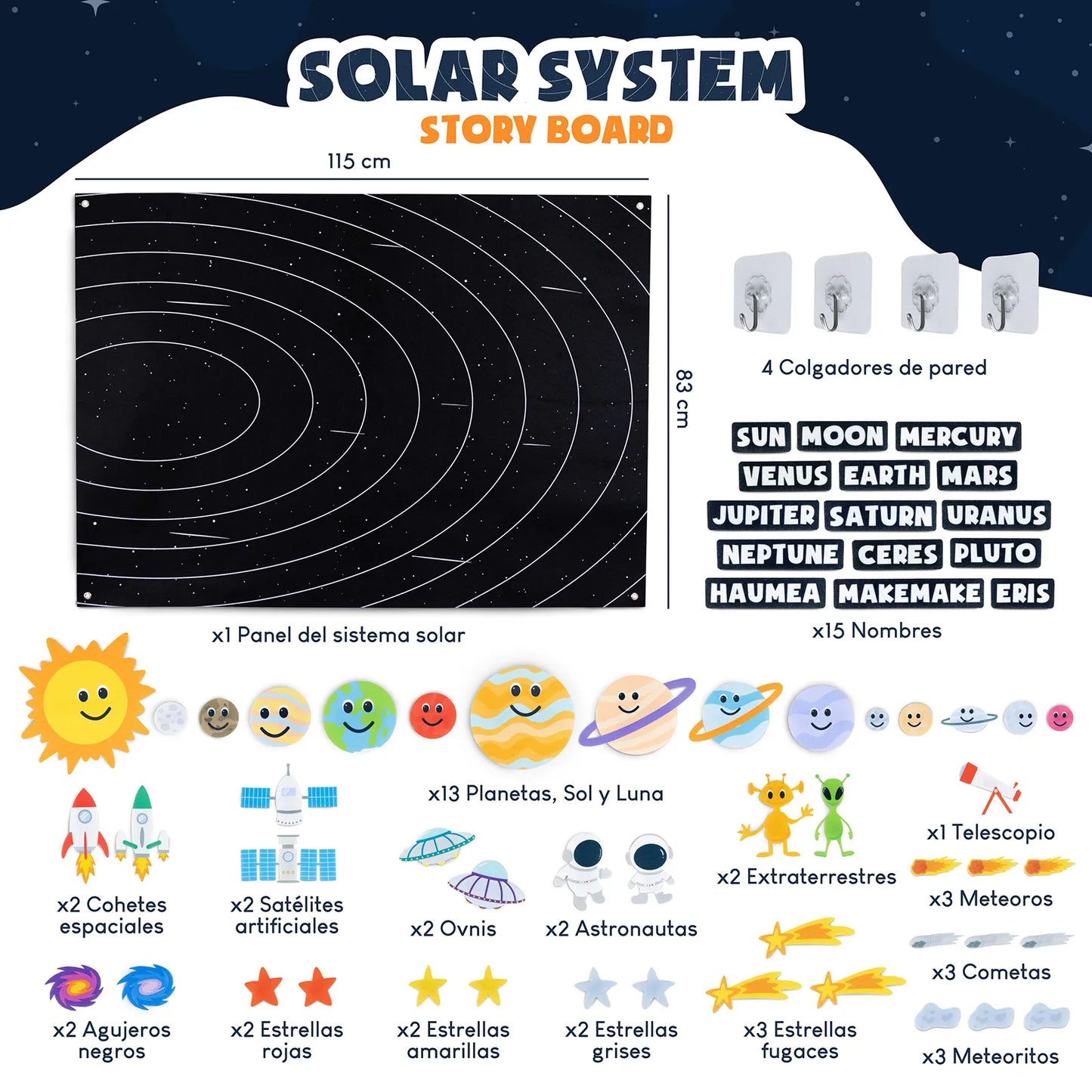 Panel Sensorial de Fieltro del Sistema Solar