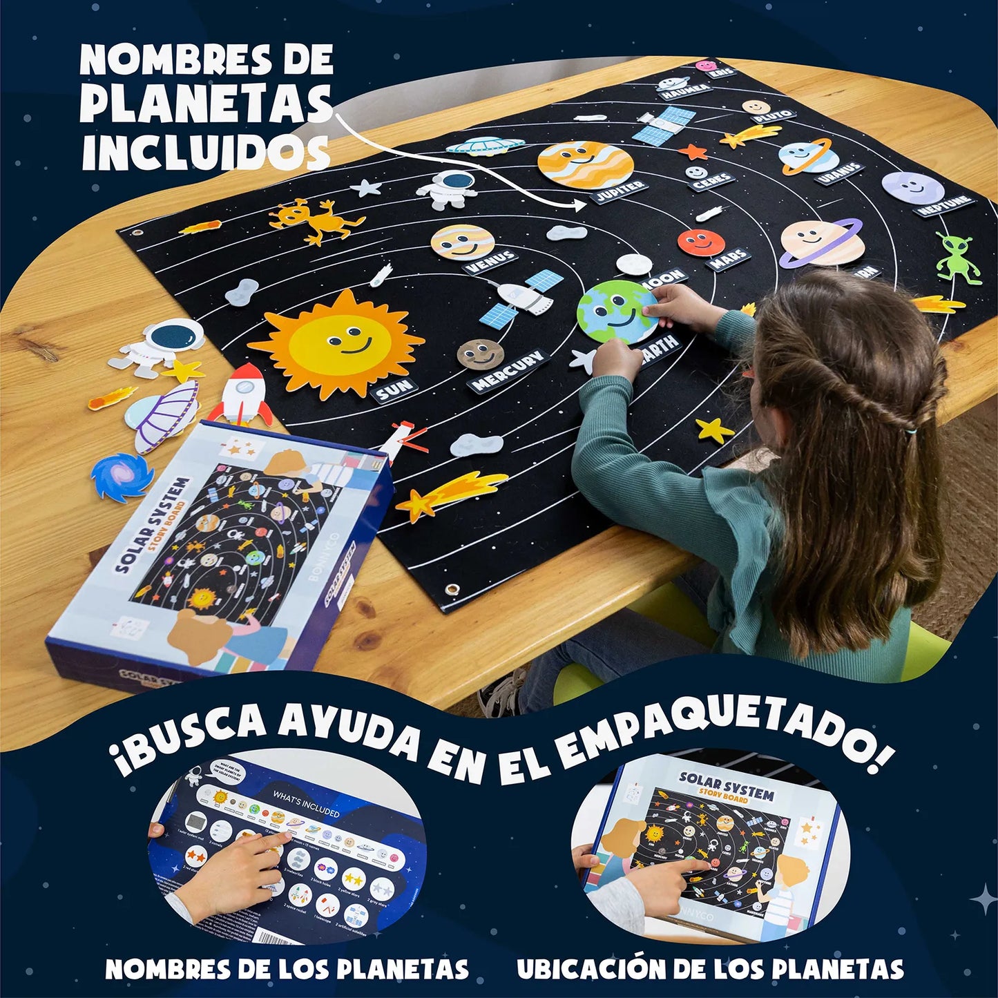 Panel Sensorial de Fieltro del Sistema Solar