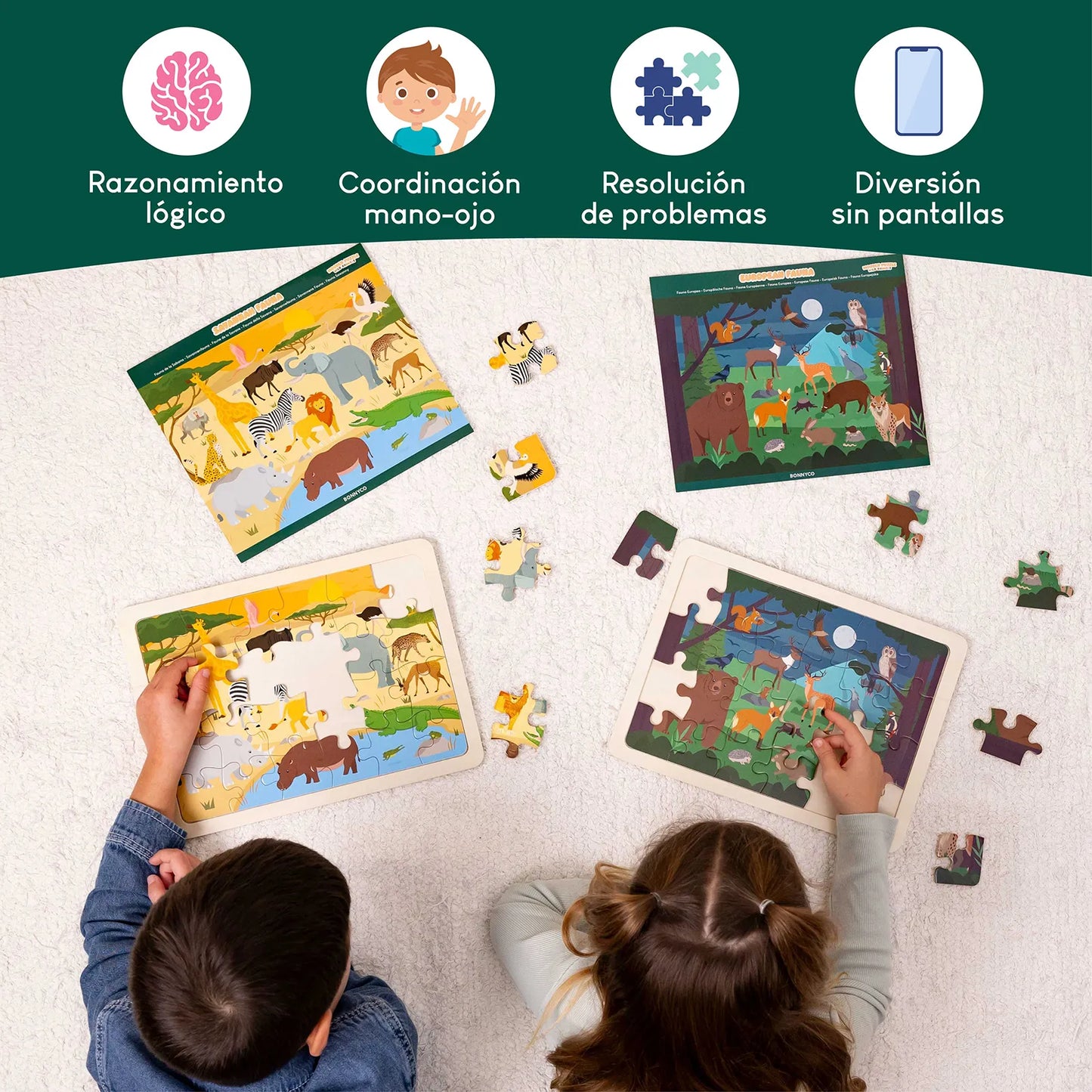 Puzzles de Madera de 24 Piezas con Animales