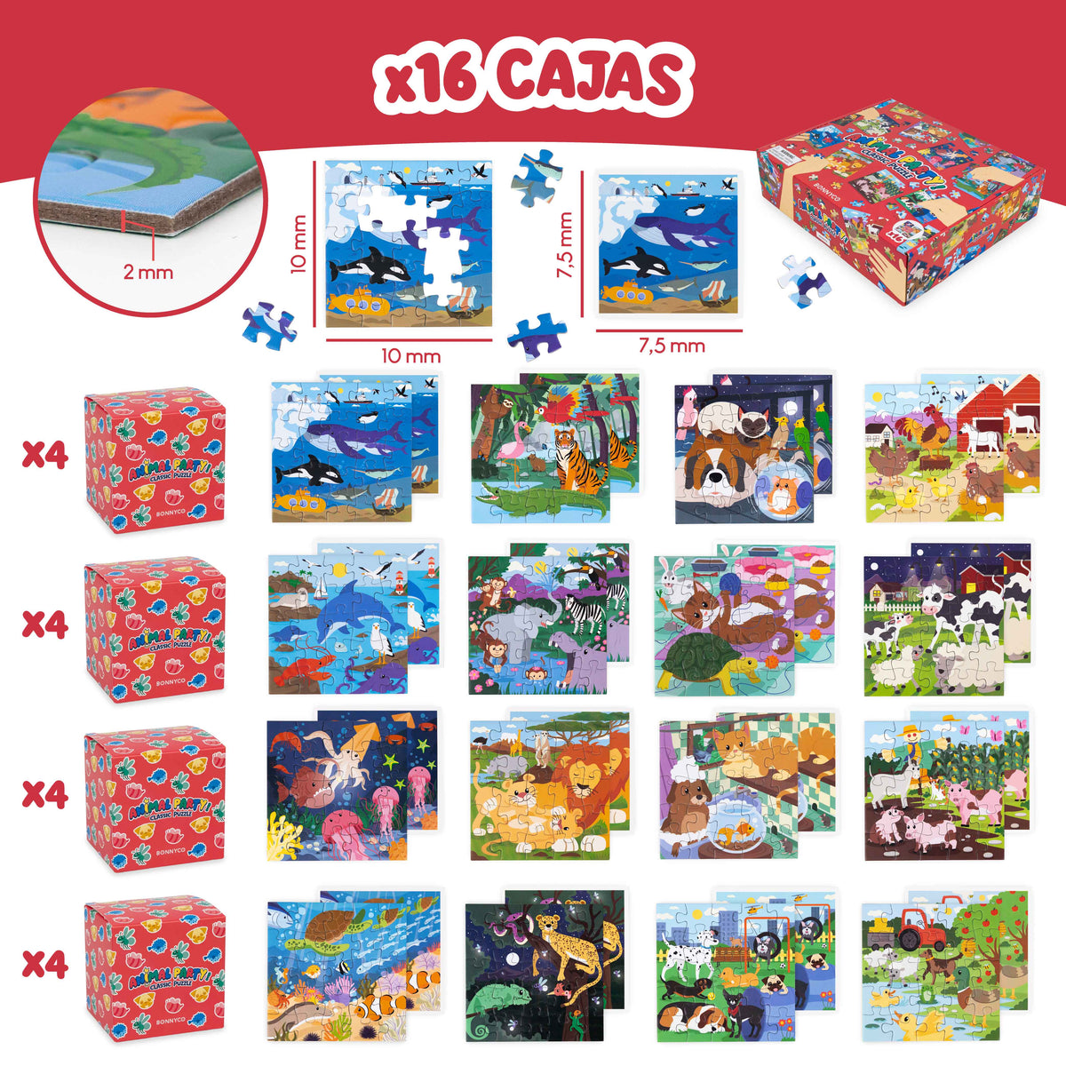 Mini Puzzles de 25 Piezas de Animales