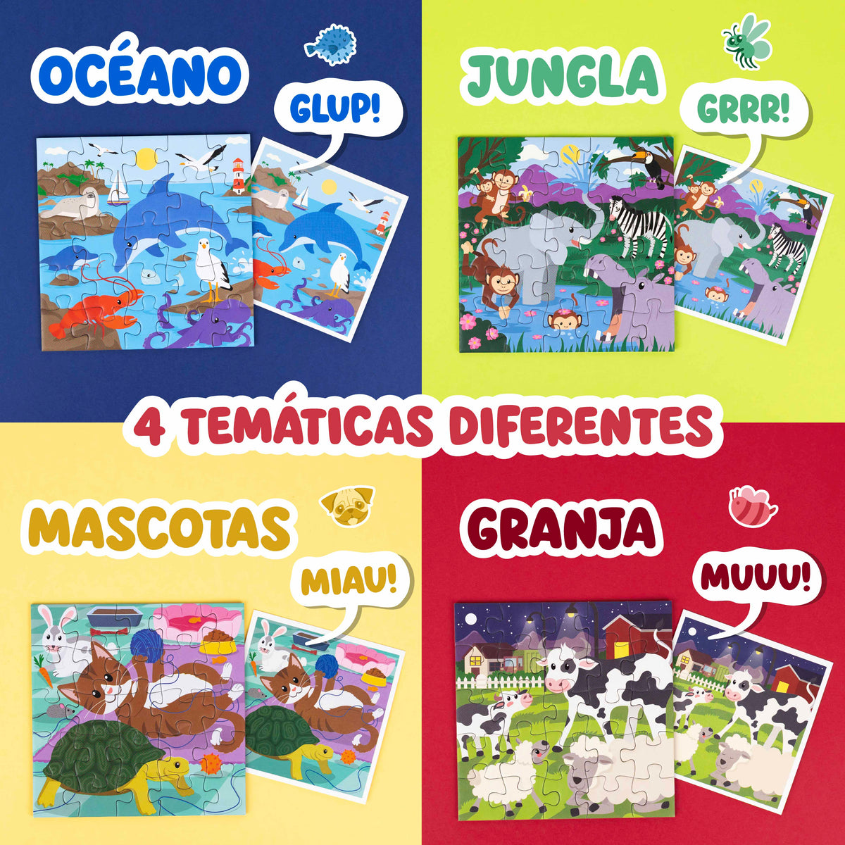 Mini Puzzles de 25 Piezas de Animales